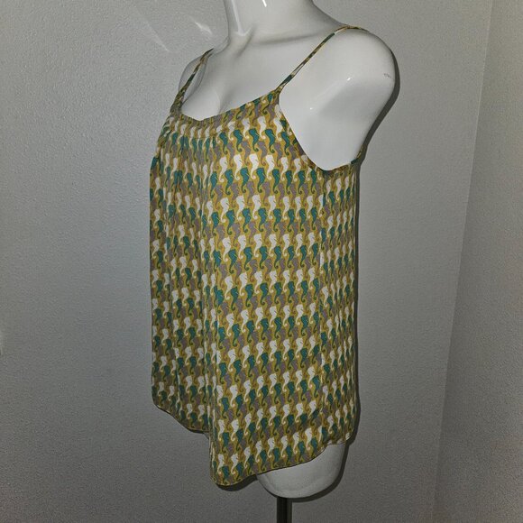 CAbi Seahorse Tank Top XS Pleated Front Adjustable Straps Mustard Gray Green - Picture 4 of 13